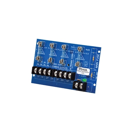 Altronix POWER DISTRIBUTION MODULE, 4 FUSE PROTECTED OUTPUTS, PD4UL